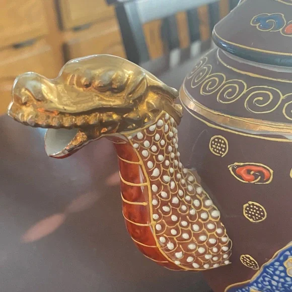 Dragon Handle Ceramic Teapot with Colorful Design Home